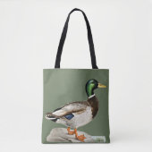 Groene Mallard Duck Jacht Natuur Kunst Tote Bag (Voorkant)