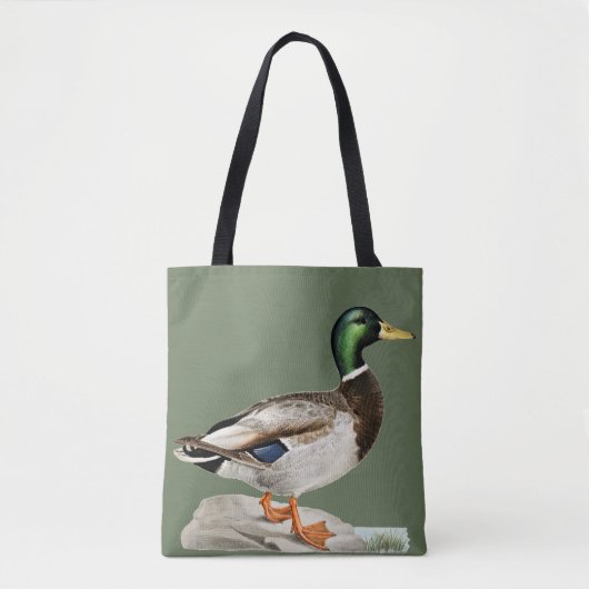 Groene Mallard Duck Jacht Natuur Kunst Tote Bag (Voorkant)