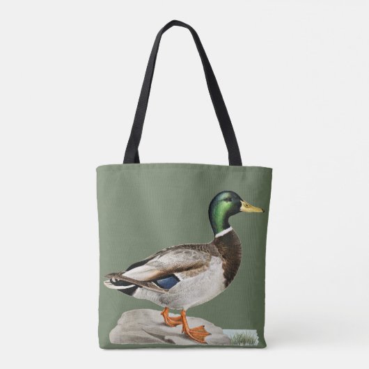 Groene Mallard Duck Jacht Natuur Kunst Tote Bag (Achterkant)