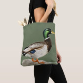 Groene Mallard Duck Jacht Natuur Kunst Tote Bag (Dichtbij)