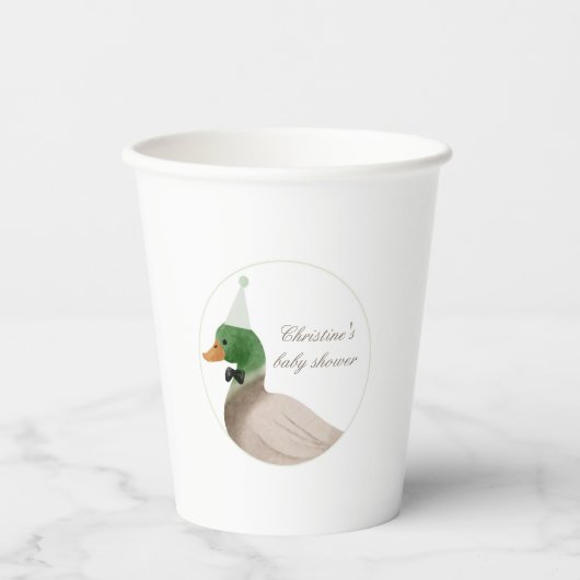 groene Mallard Duck Paper Cups Papieren Bekers (Voorkant)