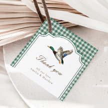 Groene Mallard Eend Neutrale Baby Shower Favor Tag