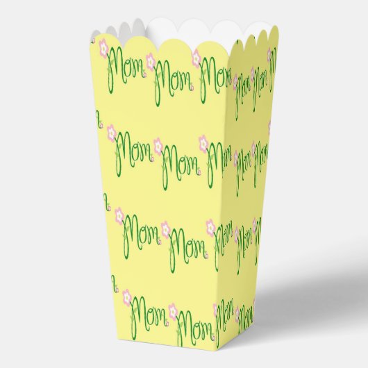 Groene mam tekst op geel bedankdoosjes (Voorkant)