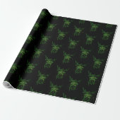 Groene Man Fae Bladeren Zwart Cadeaupapier (Uitgerold)