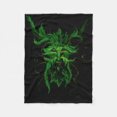 Groene Man Fae Bladeren Zwart Fleece Deken (Voorkant)