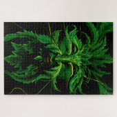 Groene Man Fae Bladeren Zwart Legpuzzel (Horizontaal)