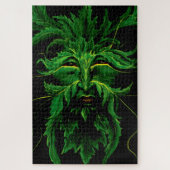 Groene Man Fae Bladeren Zwart Legpuzzel (Verticaal)