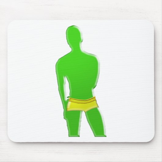 Groene man in gele onderbroek muismat (Voorkant)