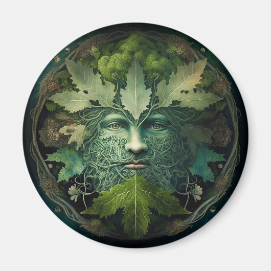 Groene Man Mandala Fantasie Kunst Magneet (Voorkant)
