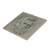 Groene Man met Eikenblad Baard Tegeltje (Zijkant)