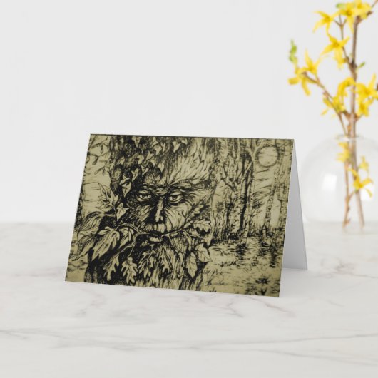 Groene Man sepia Kaart (Gele Bloem)