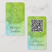 Groene Mandala aangepaste QR-code die Kaarten voor Visitekaartje (Voorkant / Achterkant)