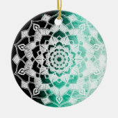Groene Mandala Abstracte Kerstmis Keramisch Ornament (Voorkant)