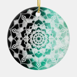 Groene Mandala Abstracte Kerstmis Keramisch Ornament