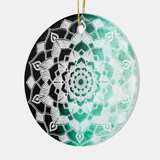 Groene Mandala Abstracte Kerstmis Keramisch Ornament (Links)