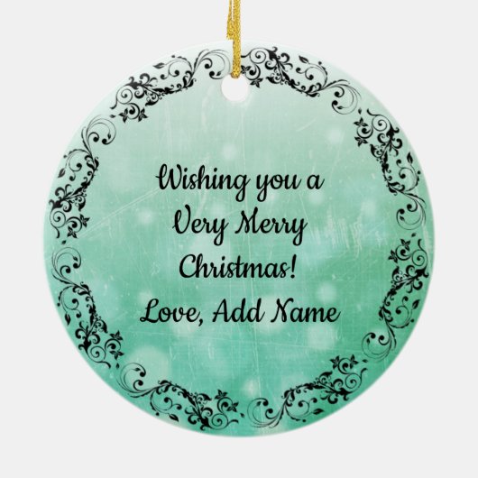 Groene Mandala Abstracte Kerstmis Keramisch Ornament (Achterkant)