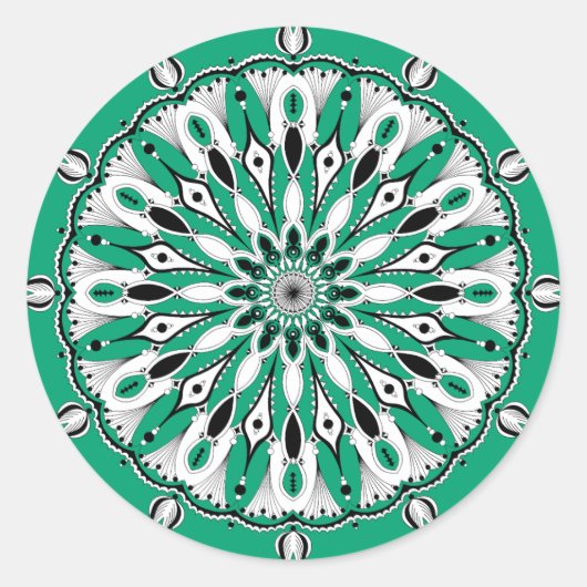 Groene Mandala (Design 2) Stickers (Voorkant)
