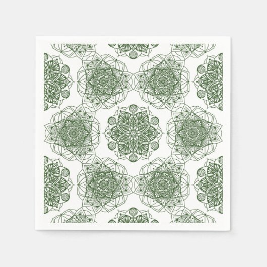 Groene mandala geometrie servet (Voorkant)