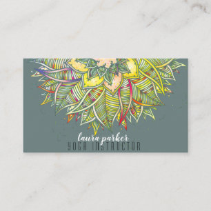 Groene Mandala Lotus Bloemen Yoga Line Art Visitekaartje