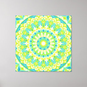 Groene Mandala Natuur Geïnspireerde Boho Geometris Canvas Afdruk