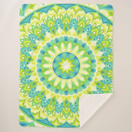 Groene Mandala Natuur Geïnspireerde Boho Gezellige Sherpa Deken