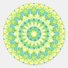 Groene Mandala Natuur Geïnspireerde Boho Levendige Ronde Sticker