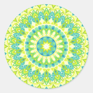 Groene Mandala Natuur Geïnspireerde Boho Levendige Ronde Sticker