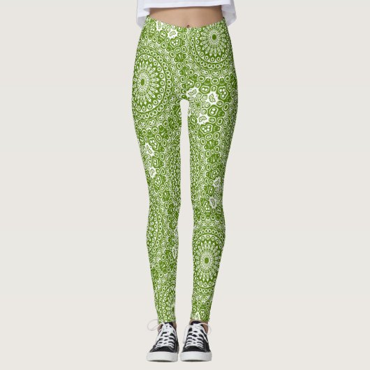 Groene Mandala Natuur Leggings (Voorkant)