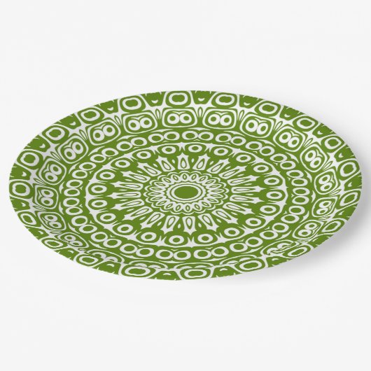 Groene Mandala Natuur Papieren Bordje (Gekanteld)