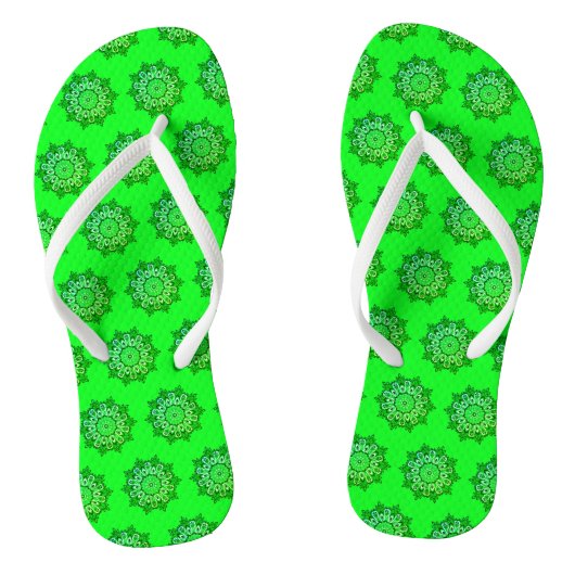Groene Mandala Pattern Pair van Teenslippers (Voetbed)