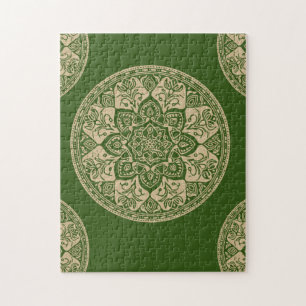 Groene Mandala Puzzel voor Mindful Ontspanning