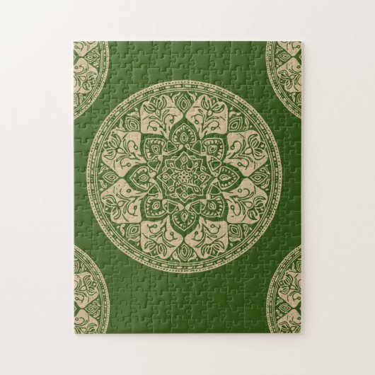 Groene Mandala Puzzel voor Mindful Ontspanning (Verticaal)