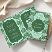 Groene Mandala QR-code Indiase bruiloft