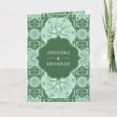 Groene Mandala QR-code Indiase bruiloft (Voorkant)
