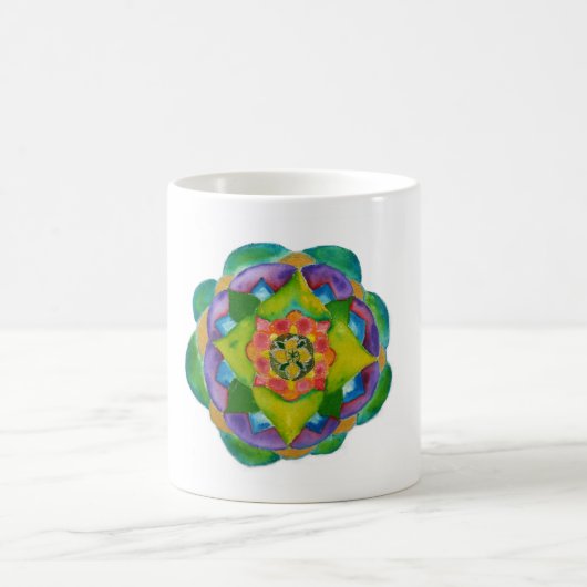 Groene Mandala Schilderij Classic Wit Mok (Center)