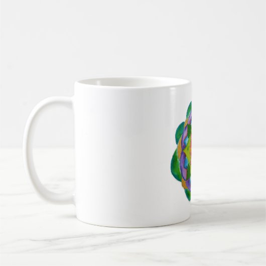 Groene Mandala Schildering Klassieke Witte Mok (Links)