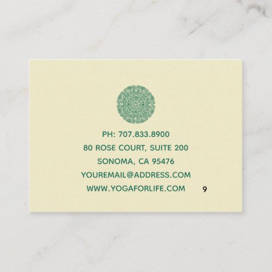 Groene Mandala Symbool Yoga Klasse Klantenkaartje (Achterkant)