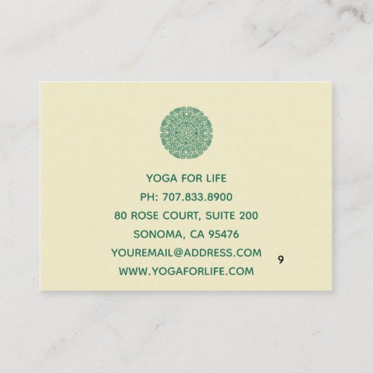 Groene Mandala Symbool Yoga Klasse Klantenkaartje (Achterkant)