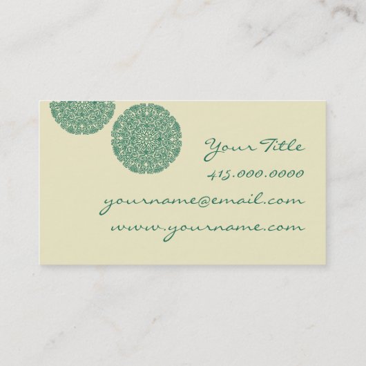 Groene Mandala Universum Symbool Yoga Holistisch Visitekaartje (Achterkant)