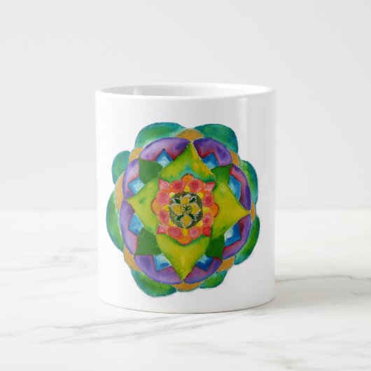 Groene Mandala Waterverf Schilting Bone China Mok (Voorkant)