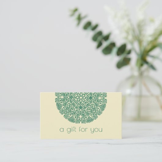 Groene Mandala Yoga Cadeaubon Visitekaartje (Staand voorkant)