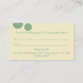Groene Mandala Yoga Cadeaubon Visitekaartje (Achterkant)