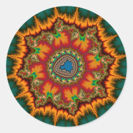 Groene Mandelbrot Fractal Poster Ronde Sticker