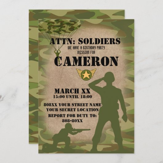 Groene Mannen Speelgoed soldaten Kaart (Voorkant / Achterkant)