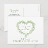 Groene maretak hartkrans bruiloft annulering aankondigingskaart (Voorkant / Achterkant)