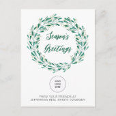 Groene maretak krans bedrijf logo feestdagenkaart (Voorkant)