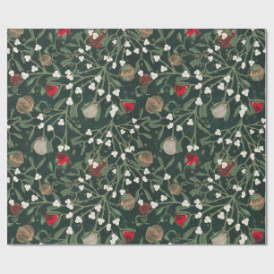 Groene maretak & ornament kerstverpakking cadeaupapier