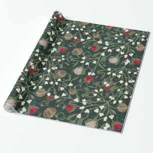 Groene maretak & ornament kerstverpakking cadeaupapier