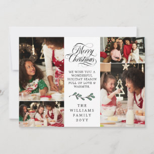 Groene Maretak Prettig Kerstmis Fotocollage Feestdagenkaart