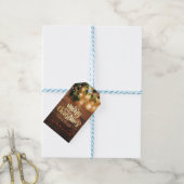 Groene maretak,Slingerlichtjes,Hout Kerstmis Cadeaulabel (Met Touw)